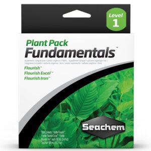 Seachem Plant Pack Fundamentals med Flourish, Flourish Iron og Flourish Excel, tre flasker på 100 ml med plantenæring, jern og kulstoftilskud til akvarieplanter