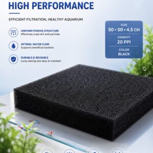 Sort filtersvamp 20 PPI 50x50x4,5 cm til akvariefilter og sumpfilter | Aqualand