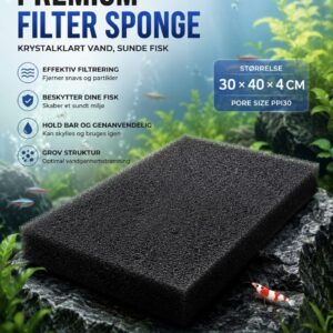 Sort filtersvamp 30 PPI 30x40x4 cm til akvariefilter og sumpfilter | Aqualand