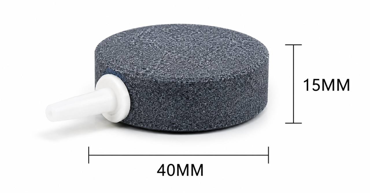Rund luftsten 4 cm grå til akvarie og luftpumpe hos Aqualand
