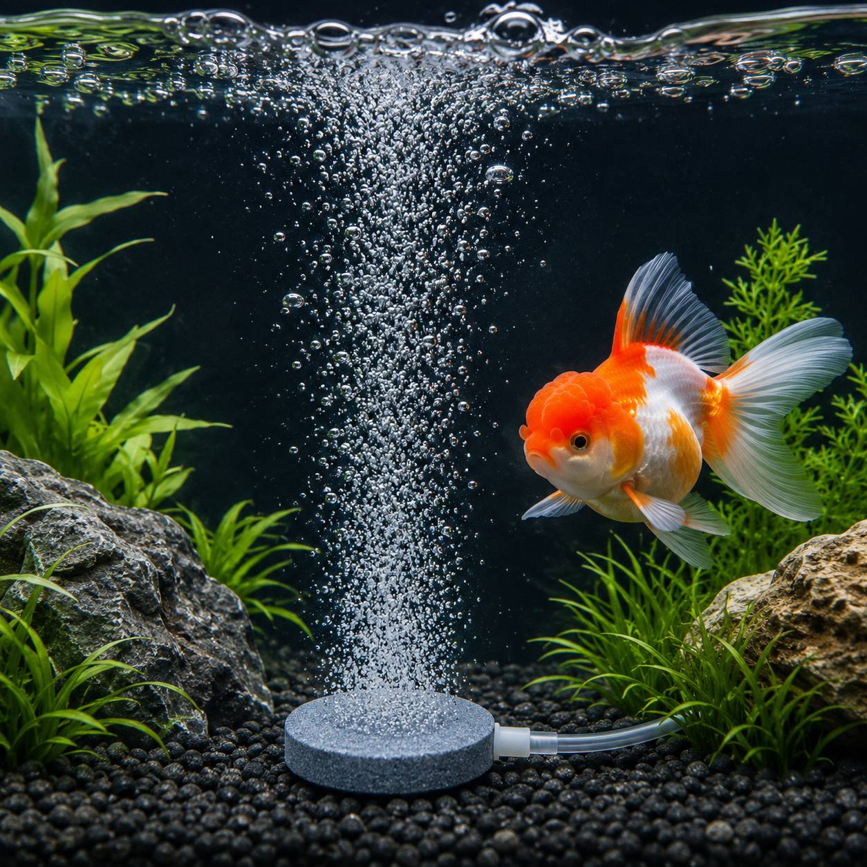 Rund luftsten 4 cm grå til akvarie og luftpumpe hos Aqualand