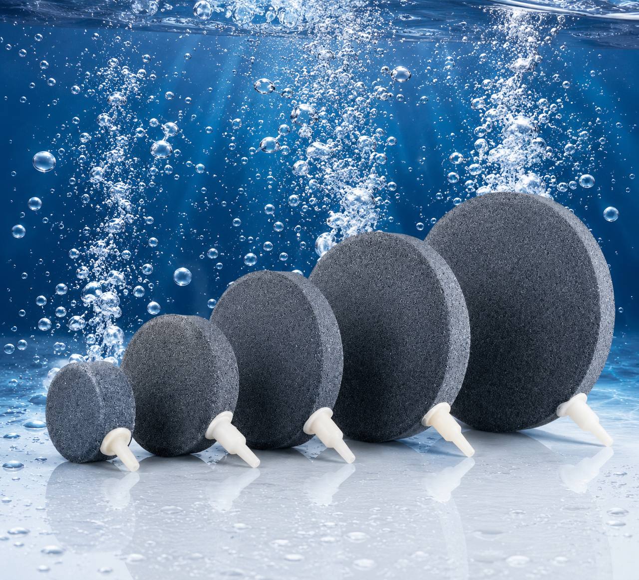 Rund luftsten 4 cm grå til akvarie og luftpumpe hos Aqualand