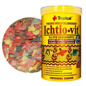 Ichtio-vit 250 ml 50 g fuldbalanceret flagefoder til alle selskabsfisk hos Aqualand