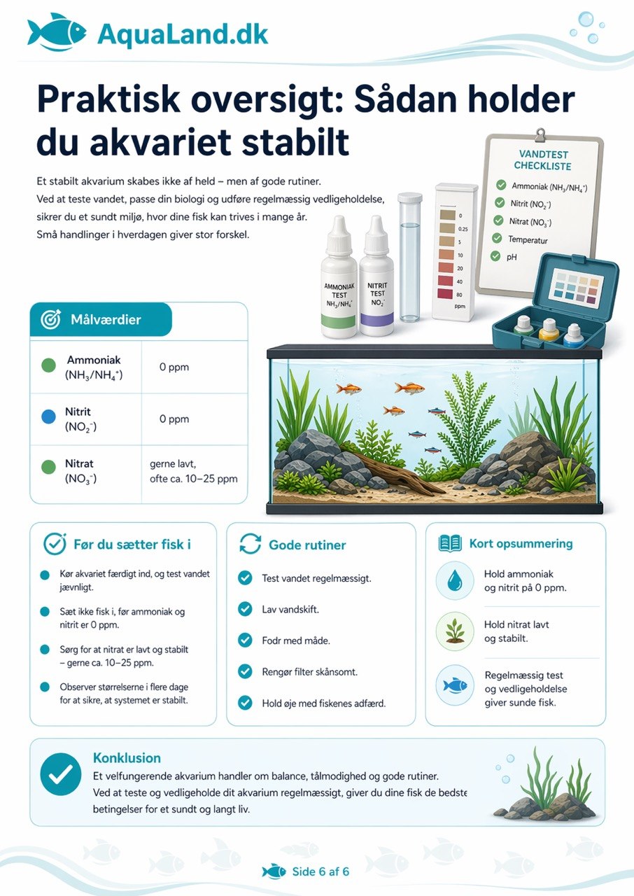 Illustration af kvælstofkredsløbet i akvariet med ammoniak, nitrit og nitrat samt biologisk filtrering