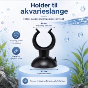 Sort sugekop med slangeholder til akvarieslanger og rør