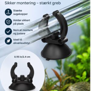 Sort sugekop med holder til akvarievarmer, CO2-rør og filterrør 24 mm