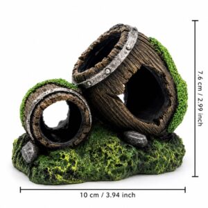 Akvariedekoration gamle trætønder med huler og skjulesteder 10 × 7,6 cm
