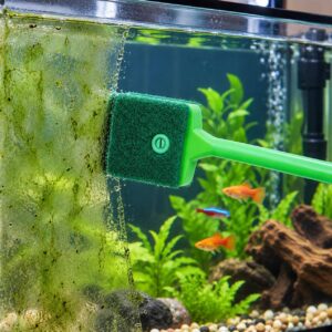 Akvarierengøringsbørste 40 cm med langt håndtag og svamp til rengøring af akvarieglas