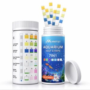 AssureTest 7-i-1 akvarie teststrimler til måling af pH, KH, GH, klor, nitrat og nitrit – 100 stk.